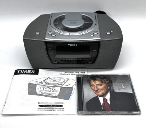 Vintage 2003 Timex Stereo CD Dual Clock Radio w/Nature Sounds Model T608T TESTED