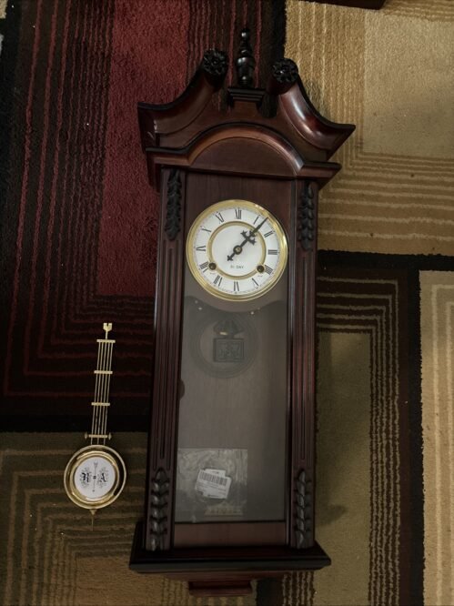 Vintage 31-day LARGE FRAME Chiming Pendulum Colonial Cherrywood Wall Clock