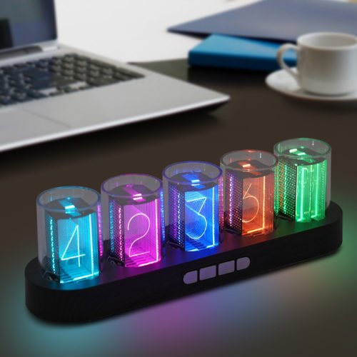 Vintage 5 Tubes LED RGB Nixie Tube Clock Digital Display Desktop DIY Clock Decor
