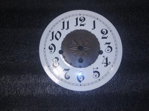 Vintage 7 1/16" Ivory Porcelain Clock face with Brass Medallion Center