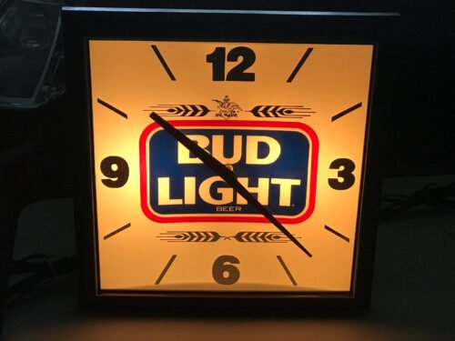 Vintage 80's Bud Light Lighted Clock Sign-Works