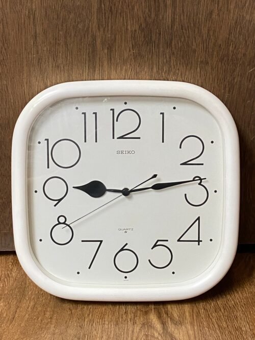 Vintage 80's SEIKO Quartz Wall Clock #QA167W White Square 11" Japan