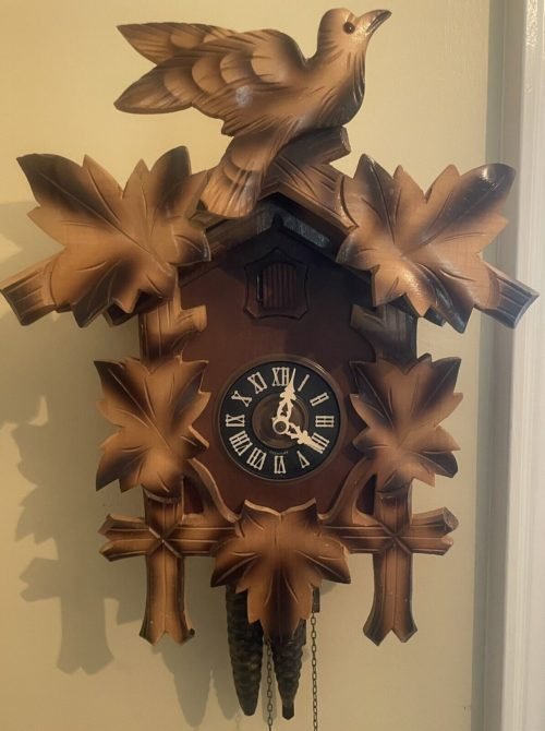 Vintage 8 Day One Bird Five Leaf Black Forest German Multicolor Cuckoo Serviced