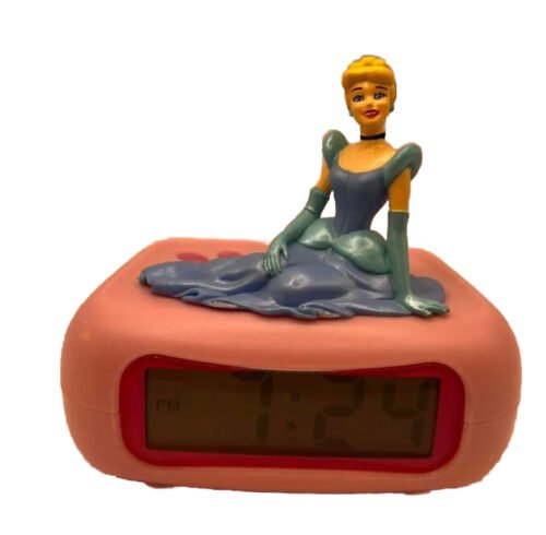 VINTAGE 90s Disney Cinderella Princess Pink Alarm Clock DC94530 - Tested, Works!