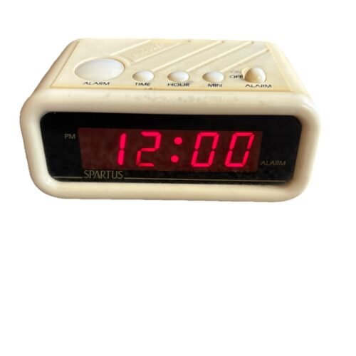 Vintage 90s Spartus Retro Block Cream Digital Alarm Clock #1147 Tested/Working