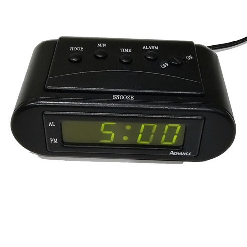 Vintage Advance Digital Alarm Clock Model 3143 Black w Green Display 5x1.5in