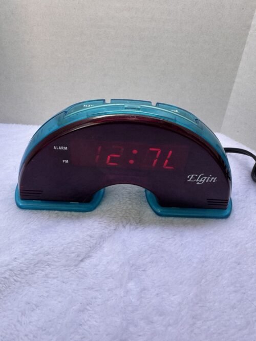 Vintage Advance Rainbow Shape Digital Elgin 3154 Alarm Clock Blue Works