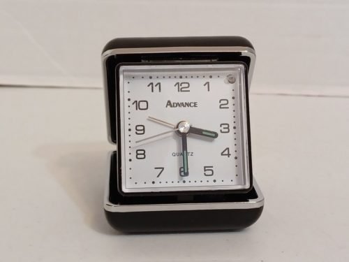 Vintage Advance Travel Alarm Clock Quartz Movement Black Case Tested Great