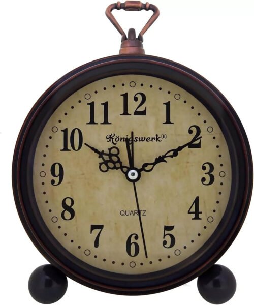 Vintage Alarm Clock Analog Silent Small Bedside Desk Clock Battery Operated For