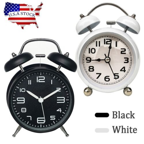 Vintage Alarm Clock Twin Bell Extra Loud Battery Classic Backlight Bedroom Decor
