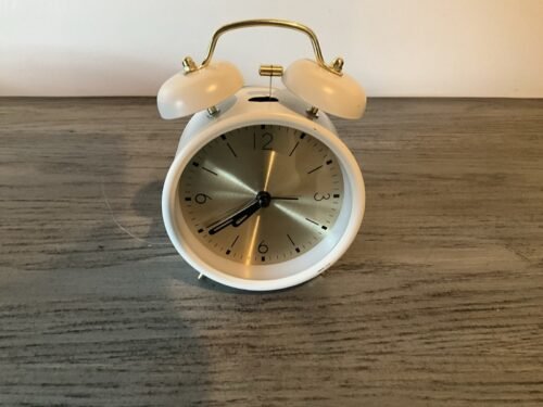 Vintage Alarm Clock White And Gold