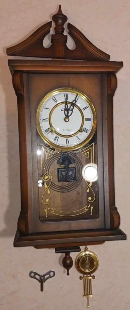 Vintage Alaron 31 Day Wall Pendulum Wall Clock / With Key
