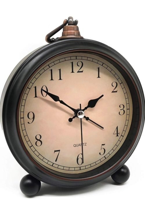 Vintage Analog Alarm Clock 5.25 inch Small Silent Desk Clock with Night Light...