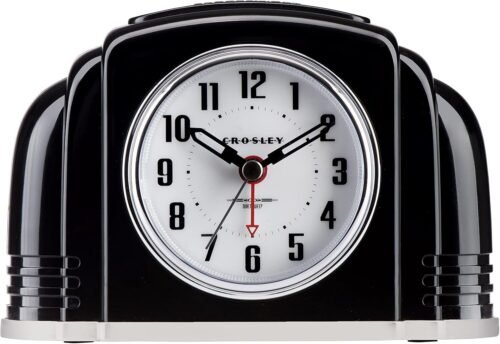 Vintage Analog Alarm Clock Crosley Art Deco Quiet Sweep Non-Ticking Automatic