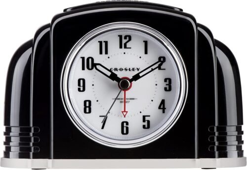 Vintage Analog Alarm Clock Crosley Art Deco Quiet Sweep Non-Ticking Automatic