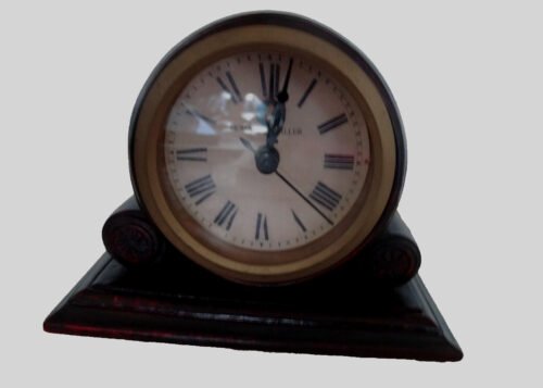 Vintage Antique Design Mahogany Finish Bellagio Desk Clock by Howard Miller