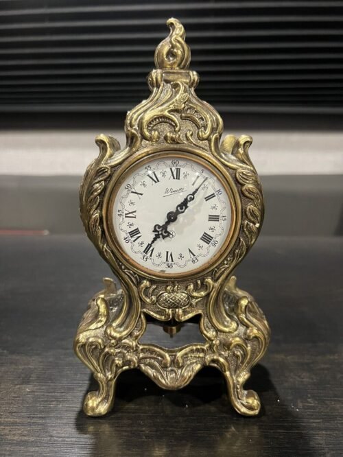 Vintage Antique German Winette WinterMantel 8 Day Pendulum Clock Brass Case