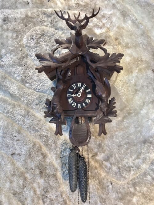 Vintage Antique Germany Black Forest Strike Hunting Cuckoo Clock