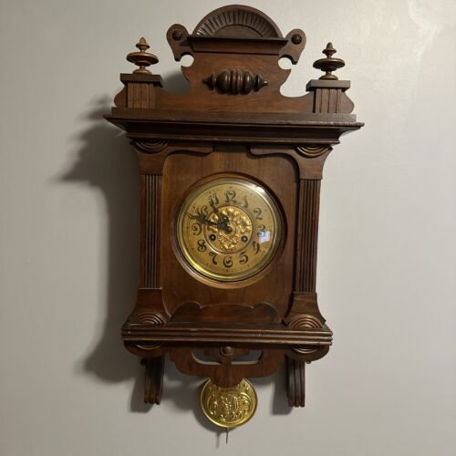 Vintage Antique Junghans German Wind Up Butterfly Dial Wall Clock