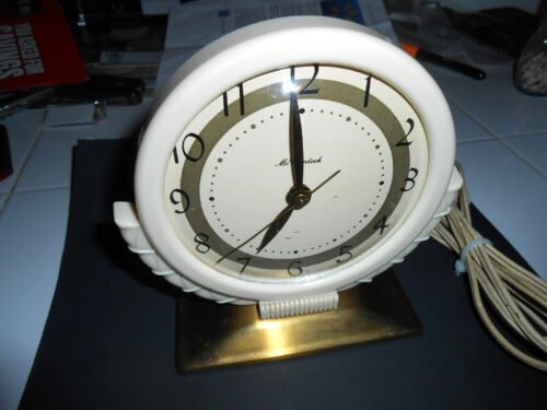 Vintage antique McClintock Art Deco electric table clock serviced working museum