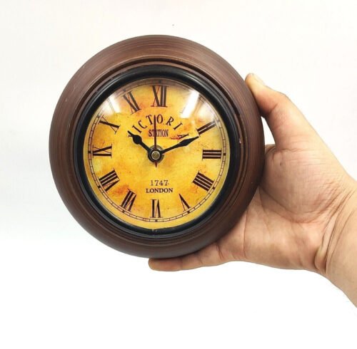 Vintage Antique Wood Wall Clock Small Clock Battery operated study room office