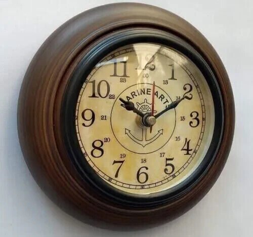 Vintage Antique Wood Wall Clock Small Clock Battery operated studyroom office 6"