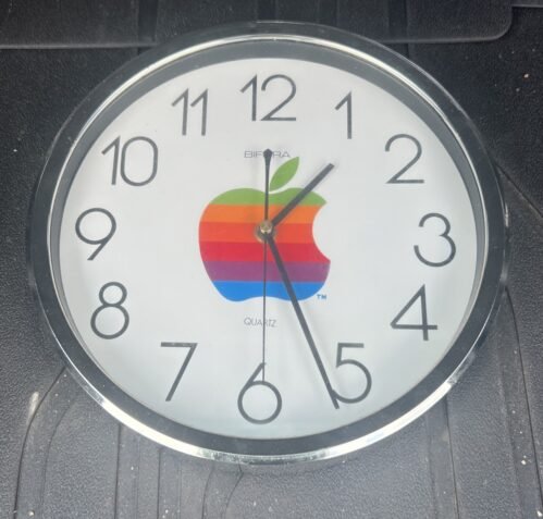 Vintage Apple Computer Clock Rainbow Logo Bifora Wall Clock Working