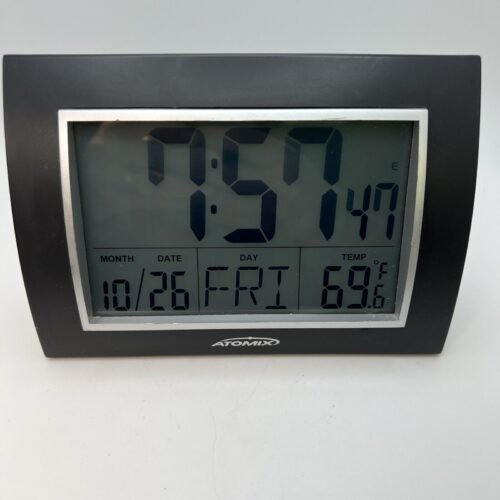Vintage ATOMIX Atomic Digital Desktop Alarm Clock with Date & Thermometer