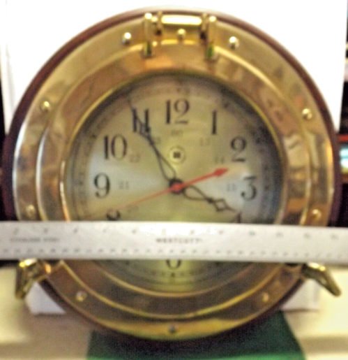 Vintage BEY BERK Quartz Nautical Ships Port Hole WALL CLOCK Brass USA LARGE