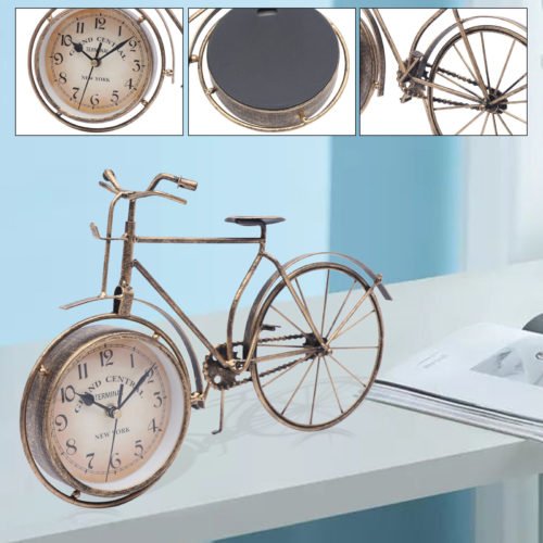 Vintage Bicycle Table Clock Bicycle Built For Desk Shelf Living Room Decor