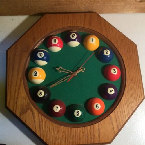 Vintage Billiard Octagon Quartz Wall Clock 17”