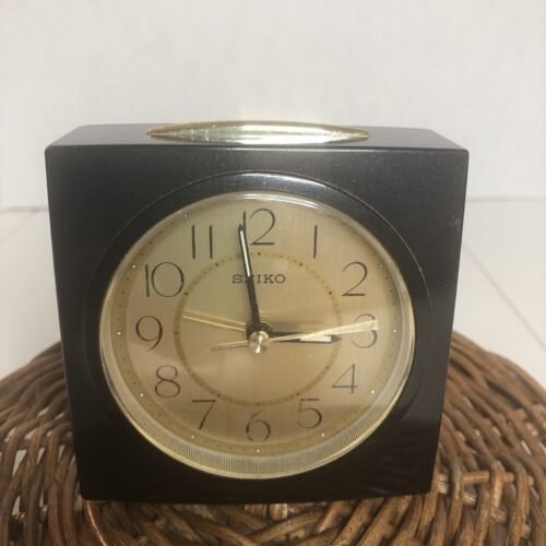 Vintage Black SEIKO Quartz Alarm CLOCK Works Perfectly Bedroom Office