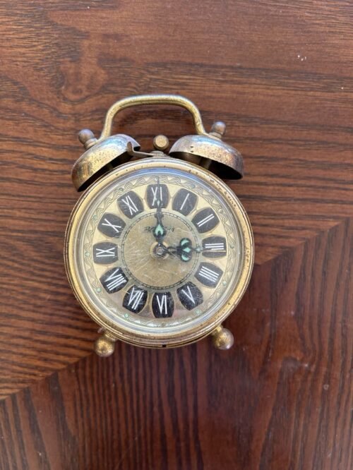 Vintage Blessing Alarm Clock West Germany Brass Twin Bell Wind-Up Table Clock