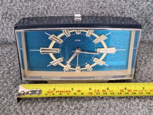 Vintage Blue Metamec Battery Bedside/ Mantle Alarm Clock 1970’s GWO