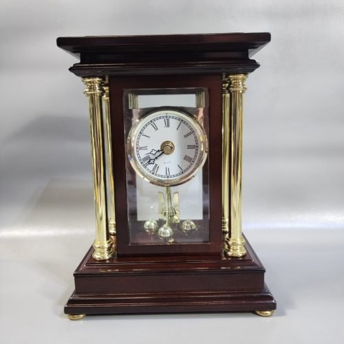 Vintage Bombay Mantle Clock Battery Quartz Anniversary 1980s Wood Shelf