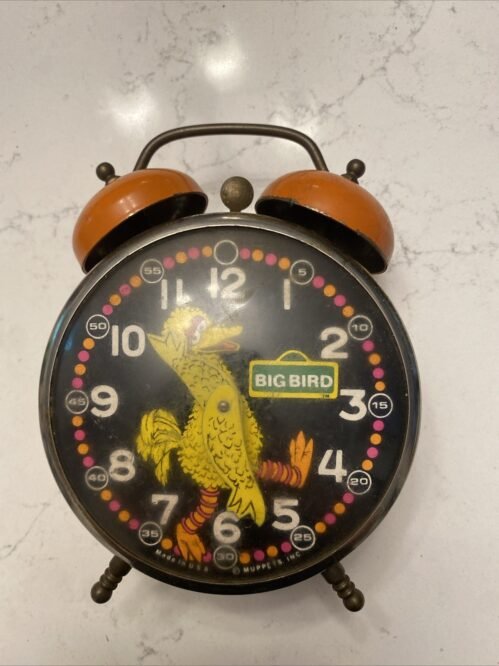 Vintage Bradley Muppet, Inc Sesame Street Big Bird Wind Up Alarm Clock Rare