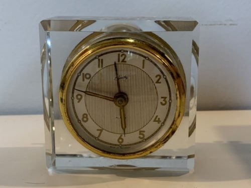 Vintage Bradley Square Glass Decorative Desk Clock