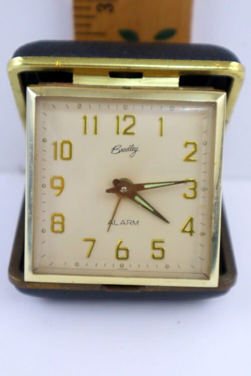 Vintage Bradley Travel Alarm Clock (Japan) Fully Functional - Black Case