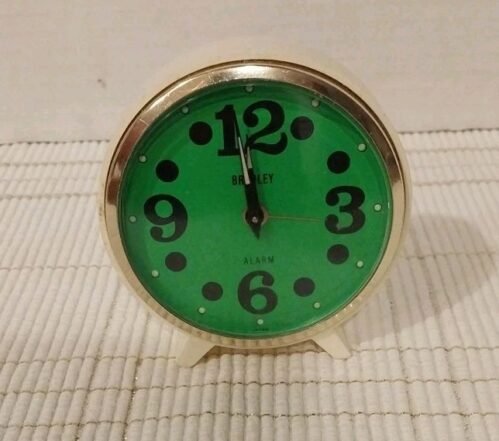 Vintage Bradley Wind-up Alarm Clock Glows In Dark 1960s
