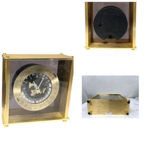 Vintage Brass GMT World Clock Desk/Mantel Seiko /Works