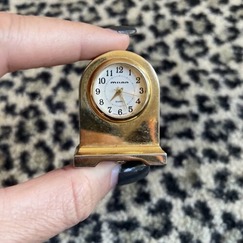Vintage Brass Milan Quartz Miniature Mini Desk Top Clock. Needs Battery. Cute!