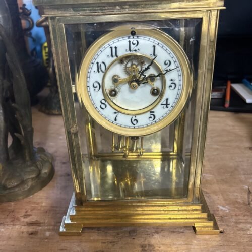 Vintage Brass WATERBURY CLOCK Mantel / Desktop Clock .1898 11 Inches Tall