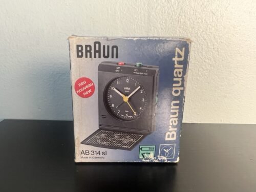 Vintage Braun World Travel Analog Alarm Clock AB314sl Quartz German *Tested*