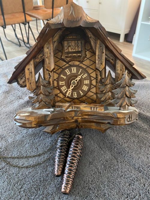 Vintage Brown German Analog Display Mechanical Black Forest Cuckoo Clock