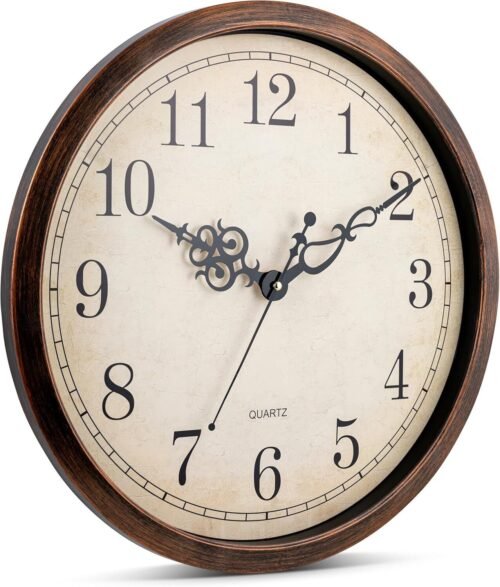 Vintage Brown Wall Clock 18 Inch Extra Large Premium Quartz Battery