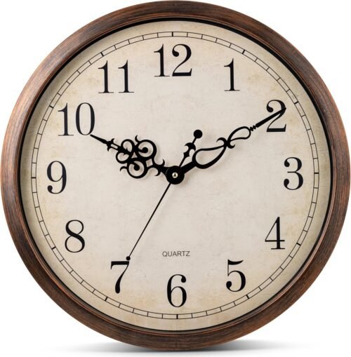 Vintage Brown Wall Clock 18 Inch Oversized Premium Quartz for Home