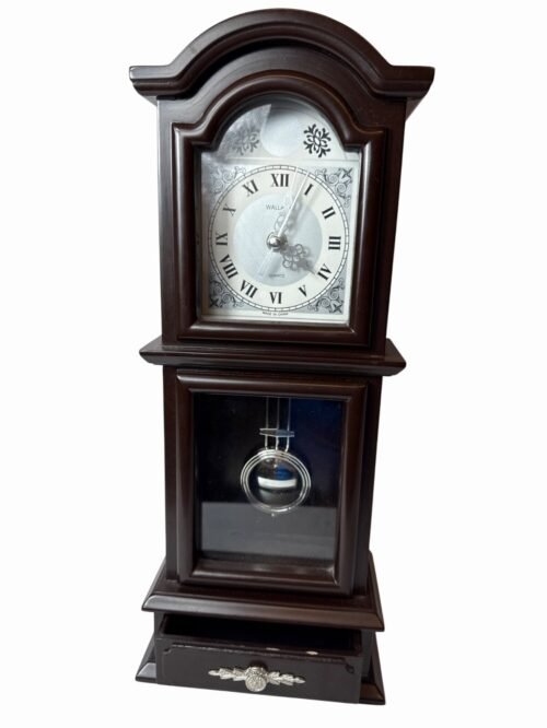 Vintage Brown Wooden Wall Clock Roman Numerals Quartz Mechanism & Decorative