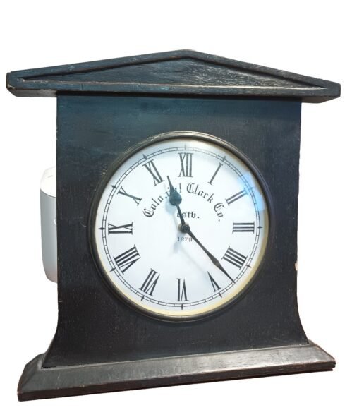 Vintage Bubble Glass Colonial Clock Co. Estb. 1870 Wooden India Clock 8" Glass