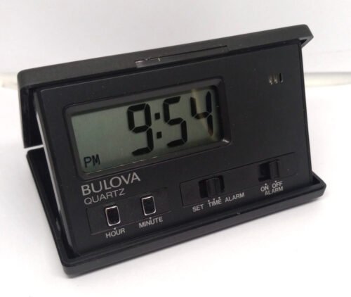 Vintage Bulova B6972 LCD Digital Travel Alarm Clock W/ Original Box & Ins Works