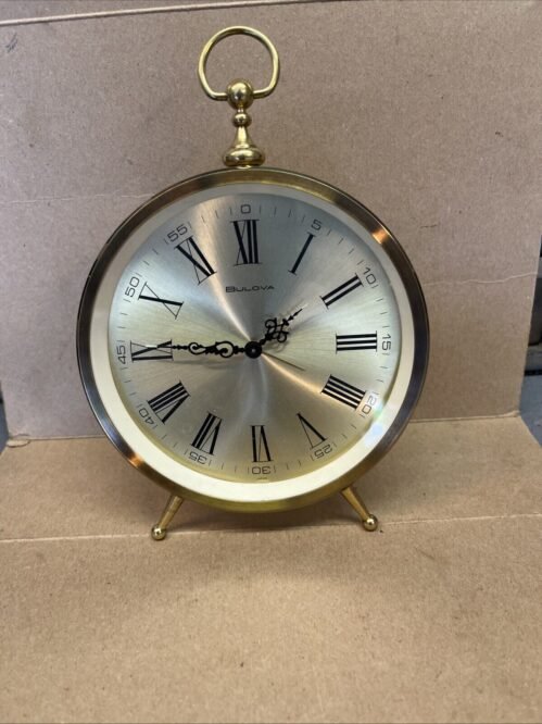 Vintage Bulova Brass Alarm Desk Clock (Works)